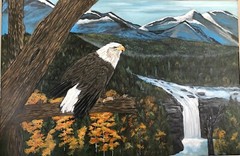 Leah Smith Brave Wild and Free Bald Eagle 24×36 Original Acrylic & Oil Painting