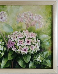 Hydrangea Garden Oil Painting on Canvas Floral Artwork 13×15 in