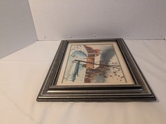 Vtg Watercolor Painting By George Sperl Covered Bridge Rural Indiana Landscape.