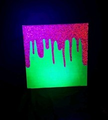 Blacklight Glow In The Dark Glitter Painting On Canvas Green WithFushia Glitter