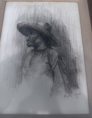 Vintage Charcoal Drawing of Man on A Frame Signed By Artist Year 63. 14×18 Frame