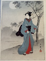 c1900 Woodblock Print by Miyagawa Shuntei – Maiko In The Moonlight