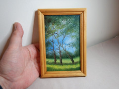 MINIATURE LANDSCAPE OIL PAINTING ON BOARD BY BASIA MAKOWSKA P108