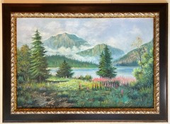 24×36 Original Oil on Canvas Landscape Painting of Yosemite. Signed R. Atkins