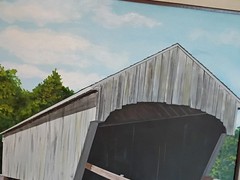 Tim Spongberg Original Painting Covered Bridge Landscape Signed Acrylic