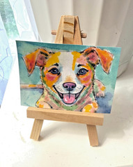 OOAK Puppy ACEO Mixed Media Art Cute Dog Miniature Collectible by AdriO