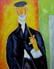 Amedeo Modigliani Man with Pipe Repro Quality Hand Painted Oil Painting 12x16in