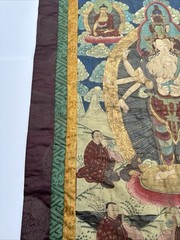 ANTIQUE THANGKA PAINTING TIBET BUDDHA BUDDHIST ICONIC LARGE VINTAGE PORTRAIT OLD
