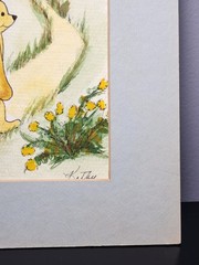 Winnie The Pooh & Friends Original Watercolor Painting Signed Art Nursery VTG