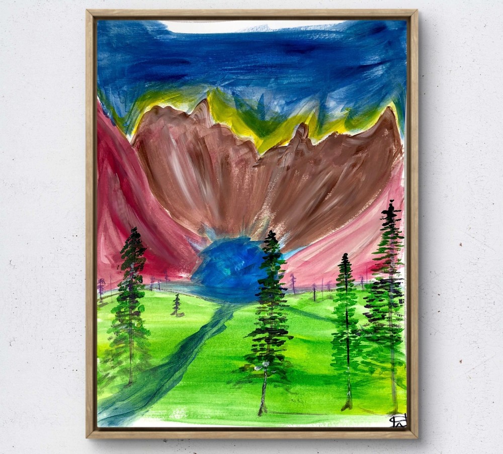 Adventurous river landscape wall art painting 14X11 Gallery Paper original