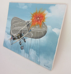 Raymond Waddey Painting WWI British RAF Sopwith Camel Balloon Buster, 16″x20″
