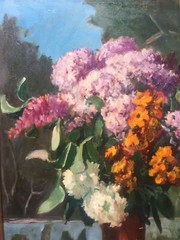 Joseph-Victor COMMUNAL French oil painting Impressionist Bouquet of Flowers
