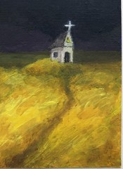 Southern Gothic ACEO Original Art Horror Church – OOAK Acrylic Painting