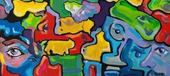 Original painting ,acrylic on canvas, „Chaos of emotions“, 70cmx80cm, Signed