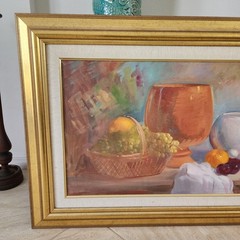 Vintage ’88 Original Still Life Oil Painting on Canvas Artist Signed 45.5″ x 27″
