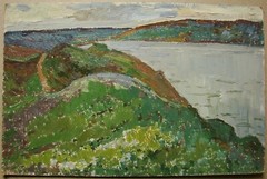 Ukrainian Soviet Oil Painting Impressionism landscape river seascape