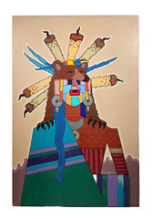 JESSE T HUMMINGBIRD NATIVE AMERICAN SOUTHWEST KACHINA POP ART PORTRAIT PAINTING