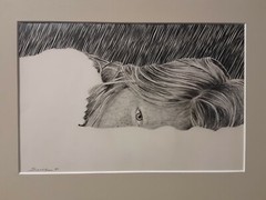 Military Girl Awaits, Pencil/Conte Portrait