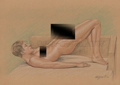 Original drawing A4 Art Colored Pencil painting male model on kraft paper 105