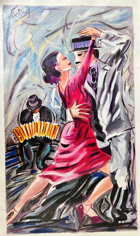 Figurative Oil on Canvas Painting Titled “ Pasion Tanguera “ Hand Signed Dated 2