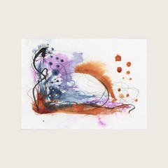 Chaos Reigns 1, Abstract Original Painting Purple, 5×7 Inch Unframed AMBER K