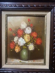 Vintage R. Pasanault Original Framed & Signed Floral Still Life In Vase Oil