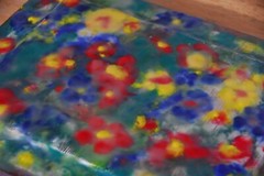Encaustic Painting Flowers on a door panel 12″x 9-1/4 in Texas Artist