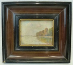 (B1294) Small Oil Painting „Waters at the Edge of the Forest“ illegibly signed