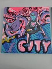 Graffiti Style Painting. Signed. 24 x 24 Inches. New York City Inspired. Art