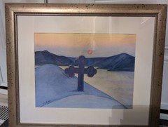 Original Watercolor Painting Signed Dianne Sutter 42x31cm Framed Spiritual Art