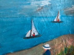 Original Oil-Pastels Painting „A SUMMER DAY?“Signed by ROSE PODOS,Double Framed