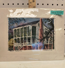 watercolor original signed art Adrian Naquin „OAKLEY PLANTATION“ 7.5 X 5.25 IN