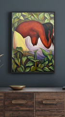 Diego Rivera (Handmade) Oil On Canvas Painting Signed & Stamped 20 X 28 inches
