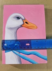 Duck Original Acrylic Painting On 5×7 Wood, Whimsical Bird Artwork Coquette Art
