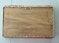 Vintage ORIGINAL Coastal Beach Palms Large Tropical Tray Board Painting SIGNED