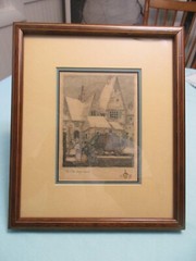 Vintage Framed Picture “ The Old Stage Coach “ Art 9 7/8“ x 8 3/8“