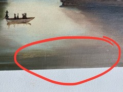 Vtg Oil Painting of Chapel Gazebo on a Swiss River on Slate Board Water Mountain