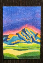 Aceo Original Meadow Mountain Field Landscape In Colorado By AliArtThings