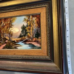 Vintage Limoges-M. Betourne Enamel French Painting 10”x7” Autumn By A River