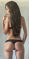 Original Expressionist Figure Painting – Figurative Oil on Board, Ready to Hang