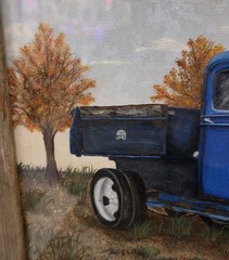 1930s Chevy Half Ton Pickup Truck Original Canvas Painting Barnwood Frame