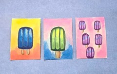 ACEO Original Mix Media, popsicles 3 of 3 Rebecca Southern