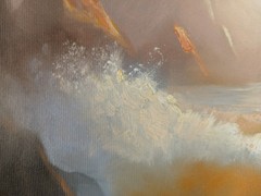 Original Ocean Sunrise Oil Painting 16×20 Coastal Seascape Waves Signed
