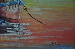 „Sunset in the harbour“ – Handmade Oil Painting on Canvas, 92cmX62cm