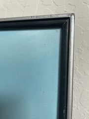 WATSON Original MODERN HUGE 1970s MINIMALIST SEASCAPE BEACH Oil Blue Sky Dove