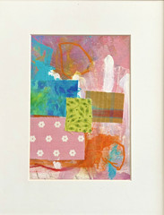 OOAK painting art Bold Contemporary Abstract Collage Bright Shapes by Kat