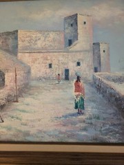 Vintage Oil Painting Pueblo Indian Native American Original Signed Framed 30×26″