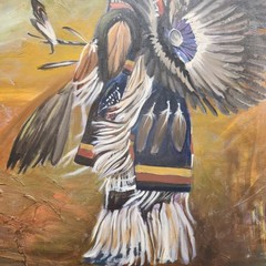Native American Dancer Painting Acrylic on Canvas Signed Unknown Artist 28×22