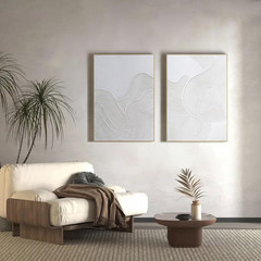 Framed Neutral Abstract Wall-Art Painting – Large Abstract Canvas Wall Decor 3D