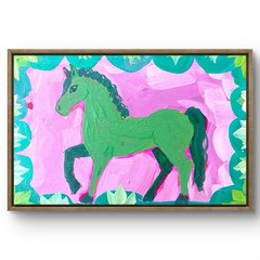 PORTIA Horse Folk Art Whimsy Tasmania Original 10x15cm Wood Panel Painting
